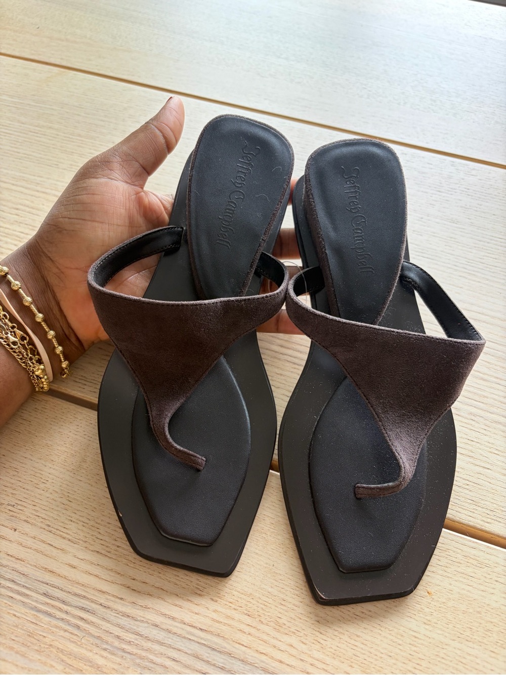 Jeffrey Campbell Dark Brown Suede Thong Sandals